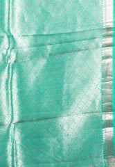 Light Feroza Katan Kadwa Silk Saree With Blouse Piece - Adi Akshoy & Co.