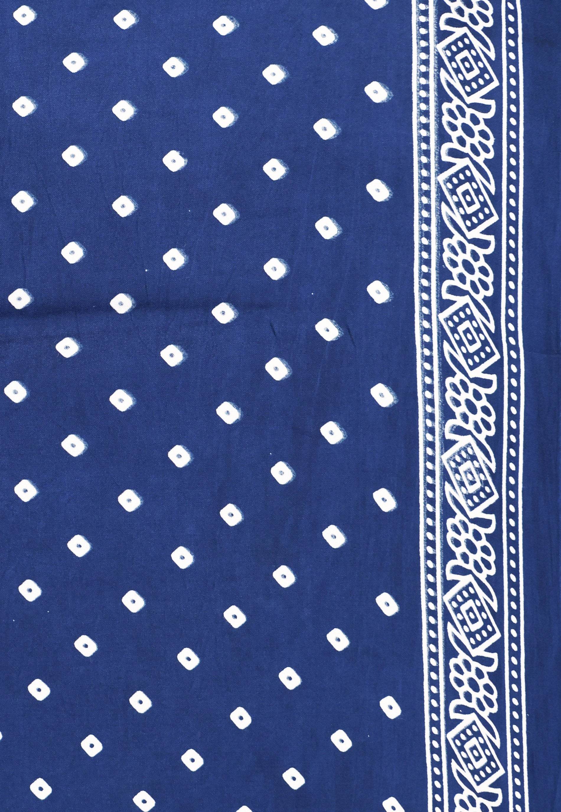 Navy Blue Ajrakh print in Modal Silk Saree With Blouse Piece - Adi Akshoy & Co.