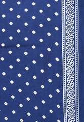 Navy Blue Ajrakh print in Modal Silk Saree With Blouse Piece - Adi Akshoy & Co.