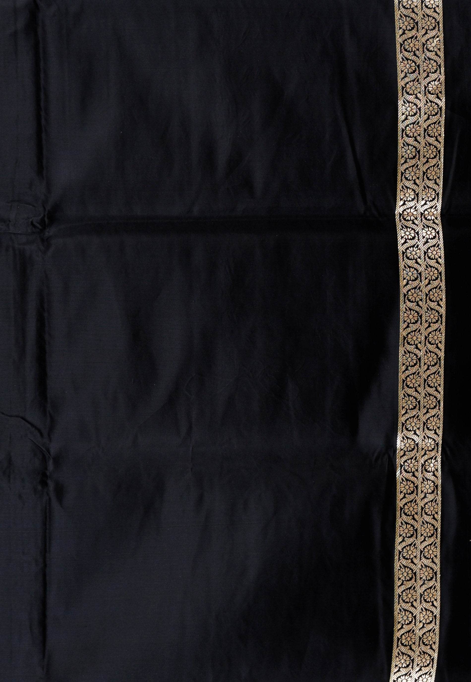 Black Wedding Banarasi Silk Saree with Blouse Piece - Adi Akshoy & Co.