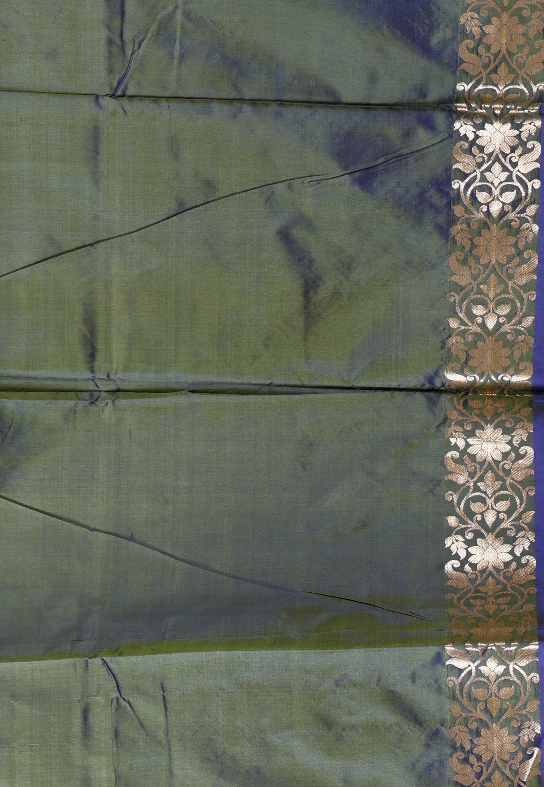 Dual Green Katan Silk Saree With Blouse Piece - Adi Akshoy & Co.