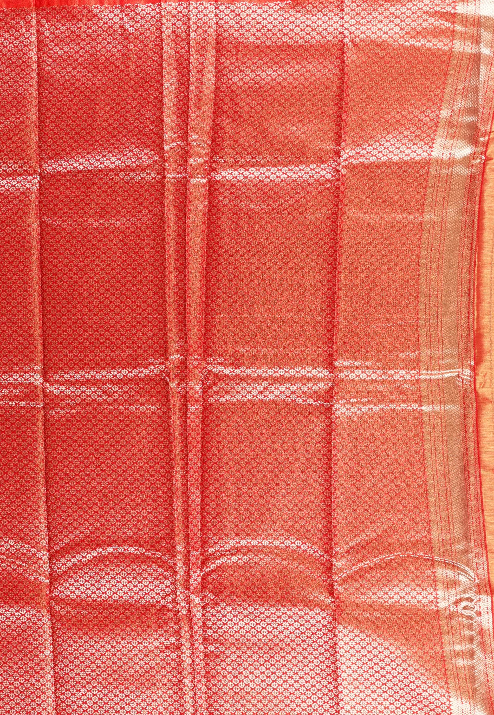 Green with Red Border Tissue Kanjivaram Silk Saree With Blouse Piece - Adi Akshoy & Co.