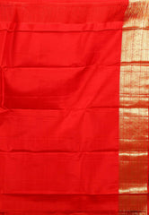 Golden Yellow with Red Border Kanjivaram Silk Saree With Blouse Piece - Adi Akshoy & Co.