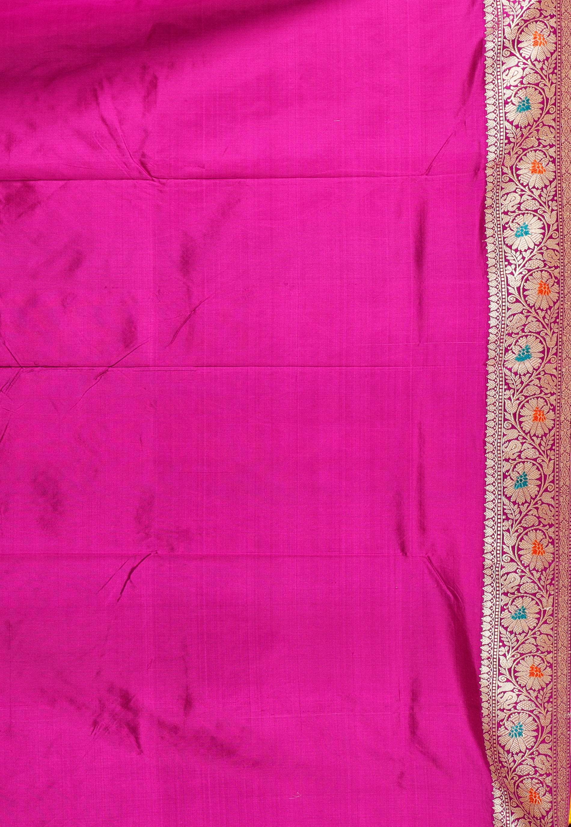 Red with Purple Minakari Border Kadwa Katan Pure Silk Saree With Blouse Piece - Adi Akshoy & Co.