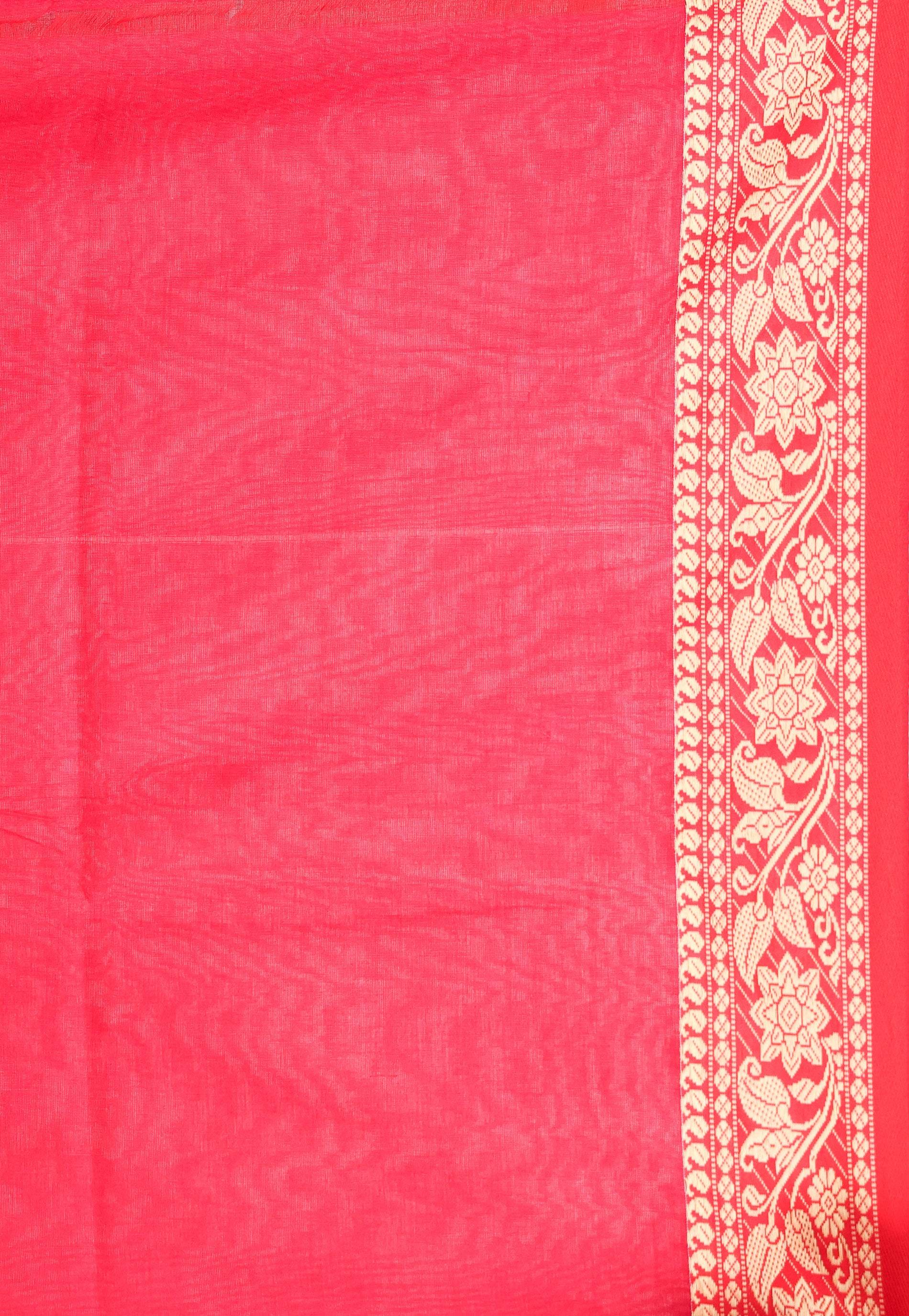 Rani Pink Handloom Saree With Blouse Piece - Adi Akshoy & Co.