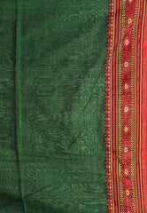 Bottle Green Handloom Saree With Blouse Piece - Adi Akshoy & Co.
