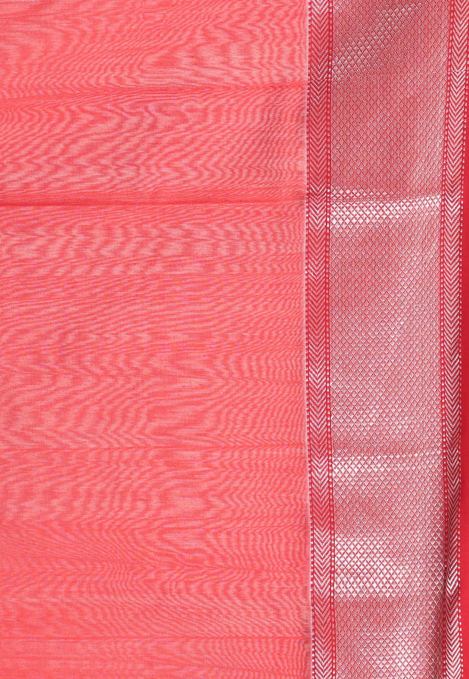 White Sico Handloom Saree With Blouse Piece - Adi Akshoy & Co.