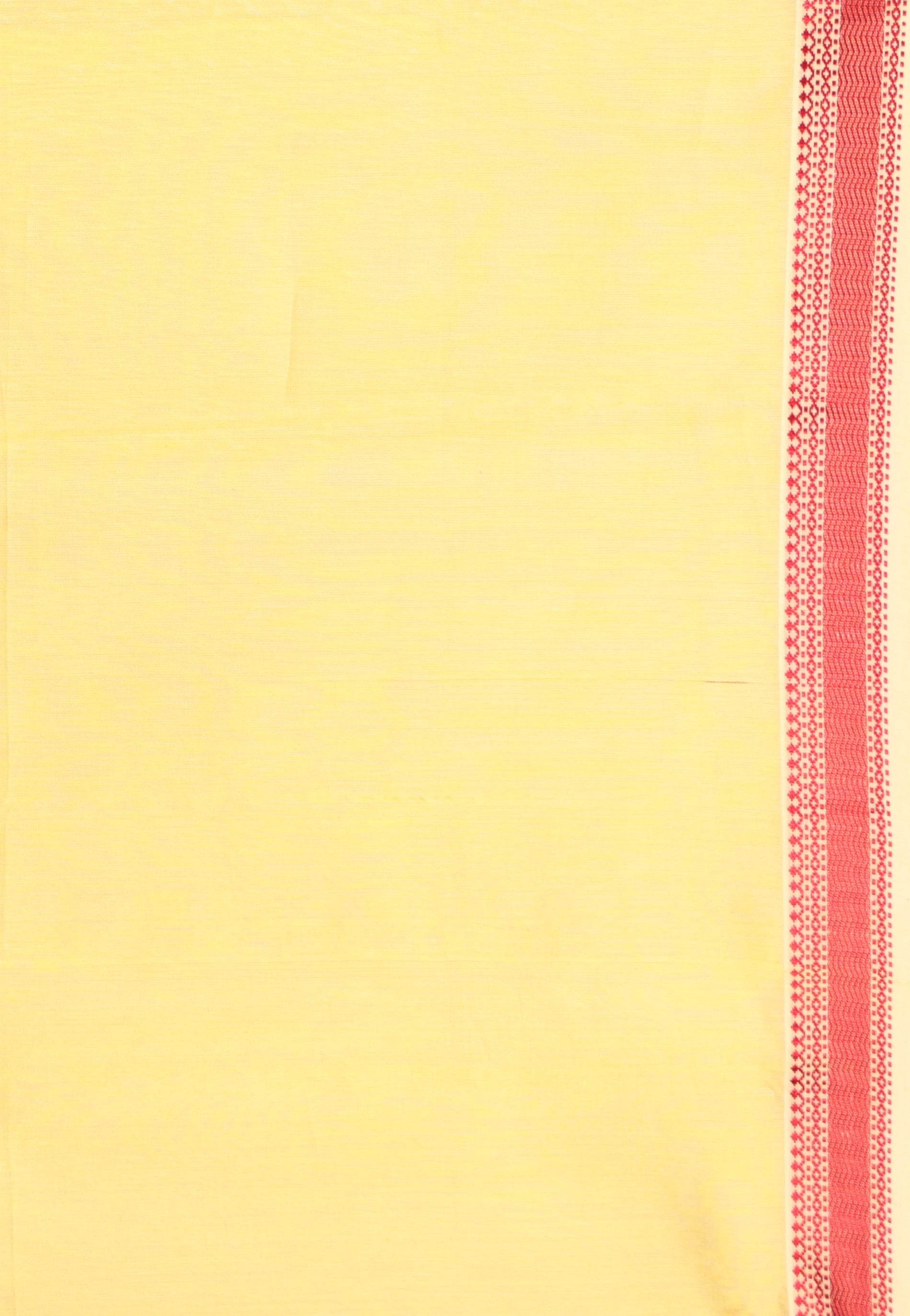 Lemon Yellow Sico Handloom Saree With Blouse Piece - Adi Akshoy & Co.