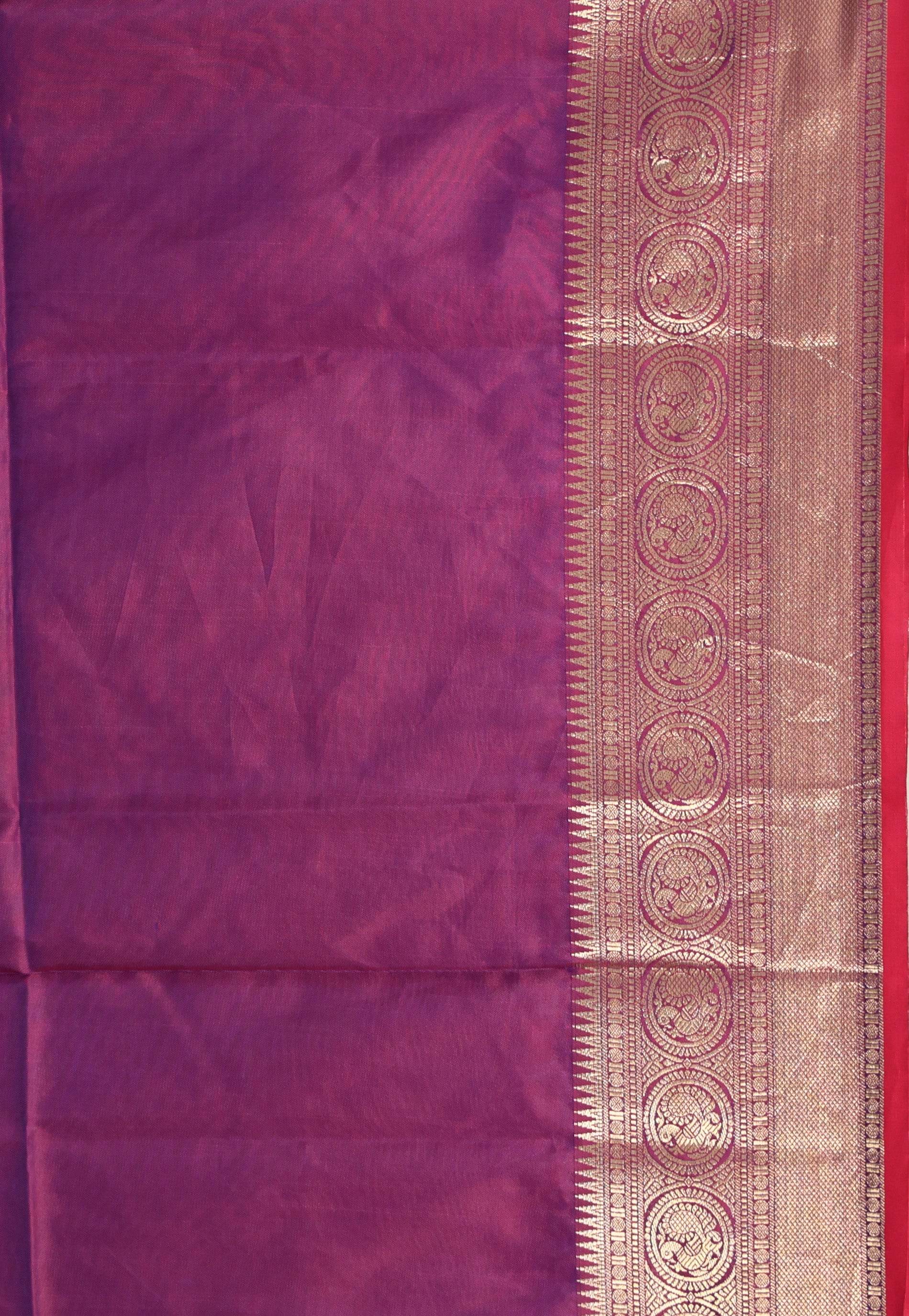 Peacock Blue Blended Silk Handloom Saree With Blouse Piece - Adi Akshoy & Co.
