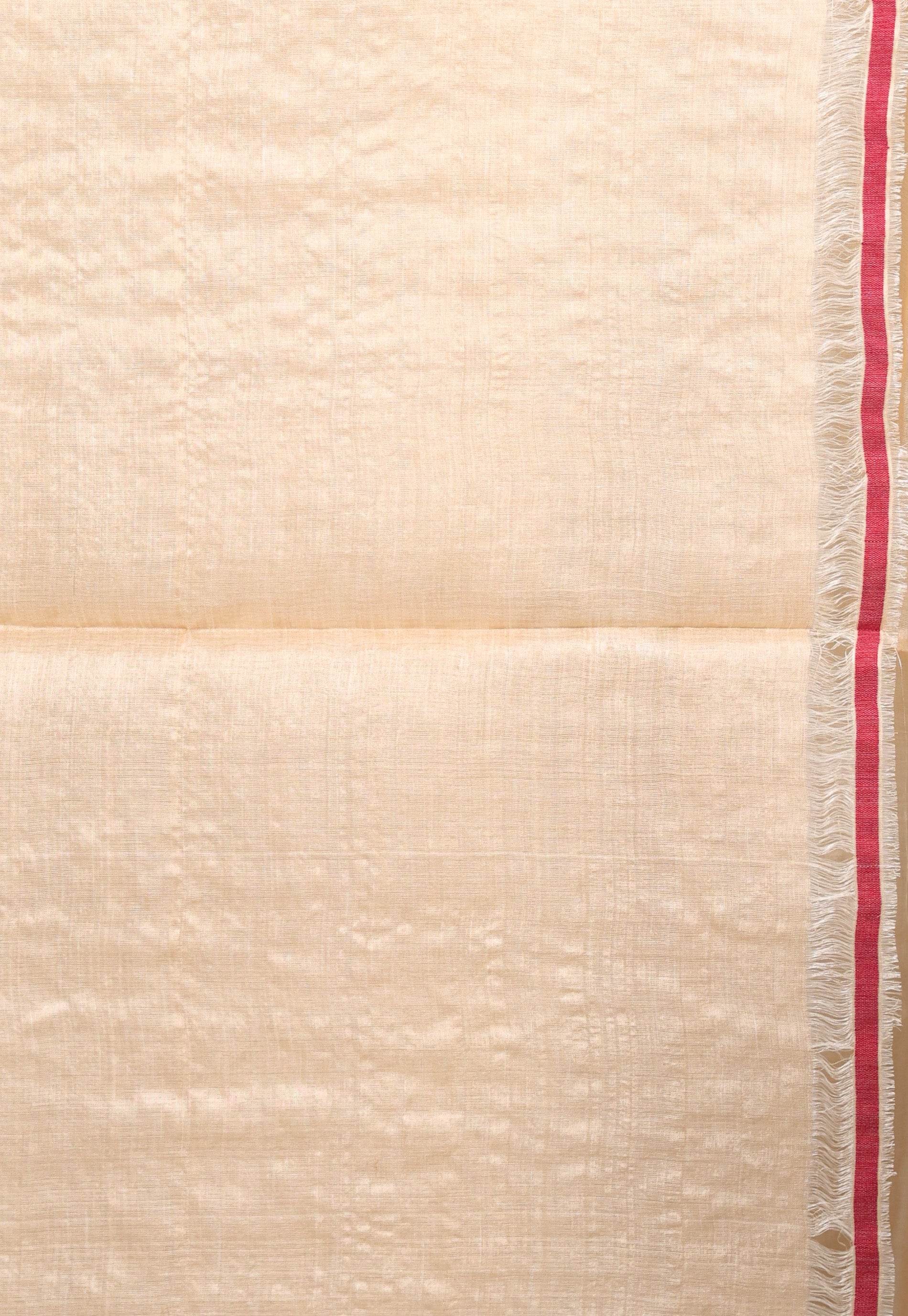 Beige Tussar Handloom Saree With Blouse Piece - Adi Akshoy & Co.