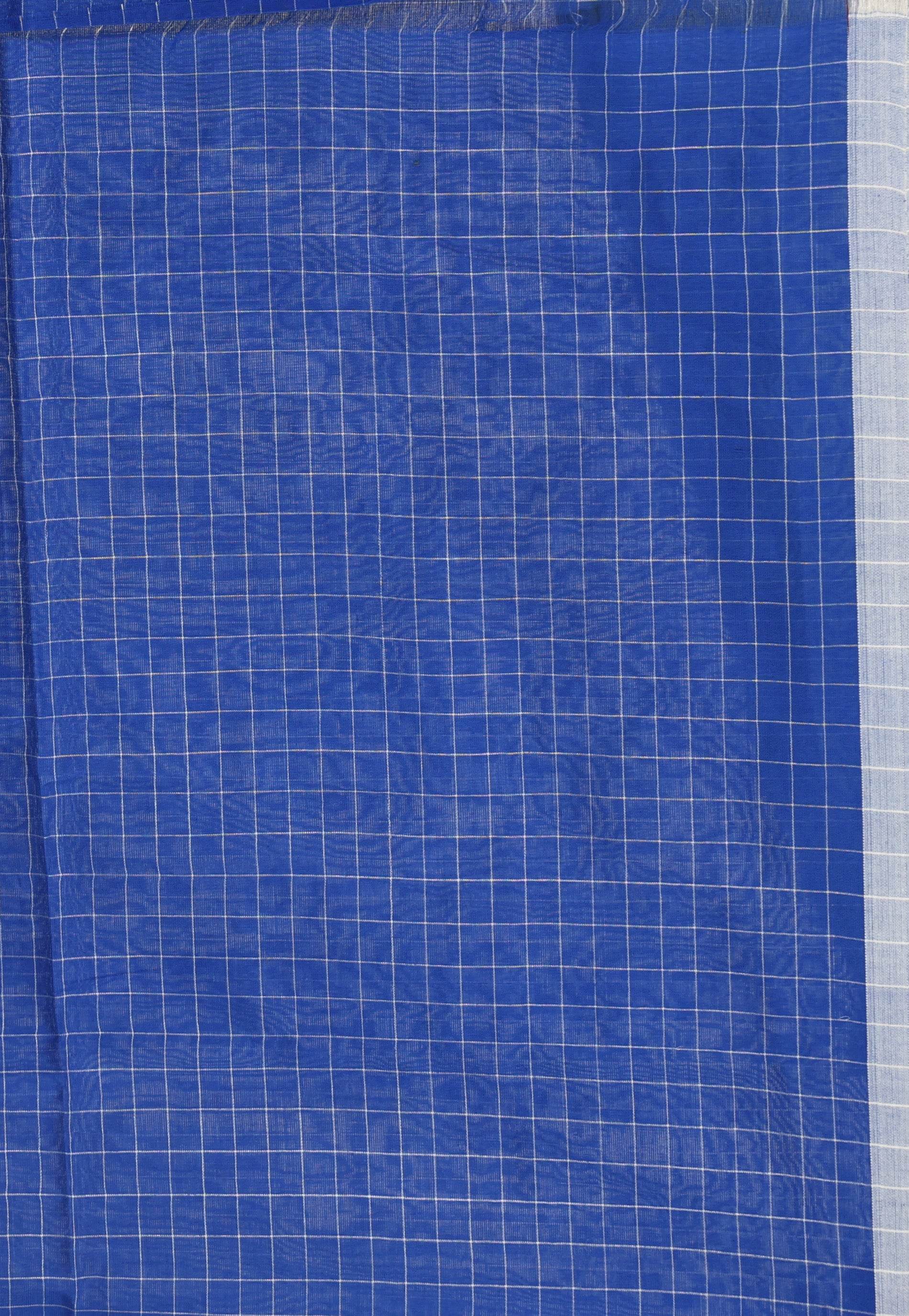 Royal Blue Handloom Saree With Blouse Piece - Adi Akshoy & Co.