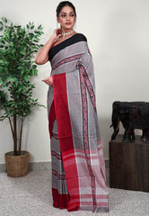 Grey Handloom Saree Without Blouse Piece - Adi Akshoy & Co.