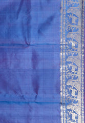 Dual shades of Blue and Magenta Baluchari Silk Saree with Blouse Piece - Adi Akshoy & Co.