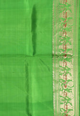 Parrot Green Brocade Baluchari Silk Saree with Blouse Piece - Adi Akshoy & Co.