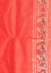 Orange Brocade Baluchari Silk Saree with Blouse Piece - Adi Akshoy & Co.