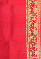 Red Baluchari Silk Saree with Blouse Piece - Adi Akshoy & Co.