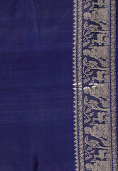 Navy Blue Baluchari Silk Saree with Blouse Piece - Adi Akshoy & Co.
