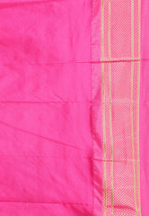 Parrot Green with Rani Pink Border Paithani Silk Saree With Blouse Piece - Adi Akshoy & Co.