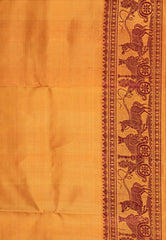 Mustard Yellow Baluchari Pure Silk Saree with Blouse Piece - Adi Akshoy & Co.
