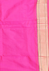 Yellow with Rani Pink Border Paithani Pure Silk Saree With Blouse Piece - Adi Akshoy & Co.