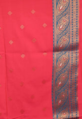 Rani Pink with Rama Green Border Mashru Silk Saree with Blouse Piece - Adi Akshoy & Co.
