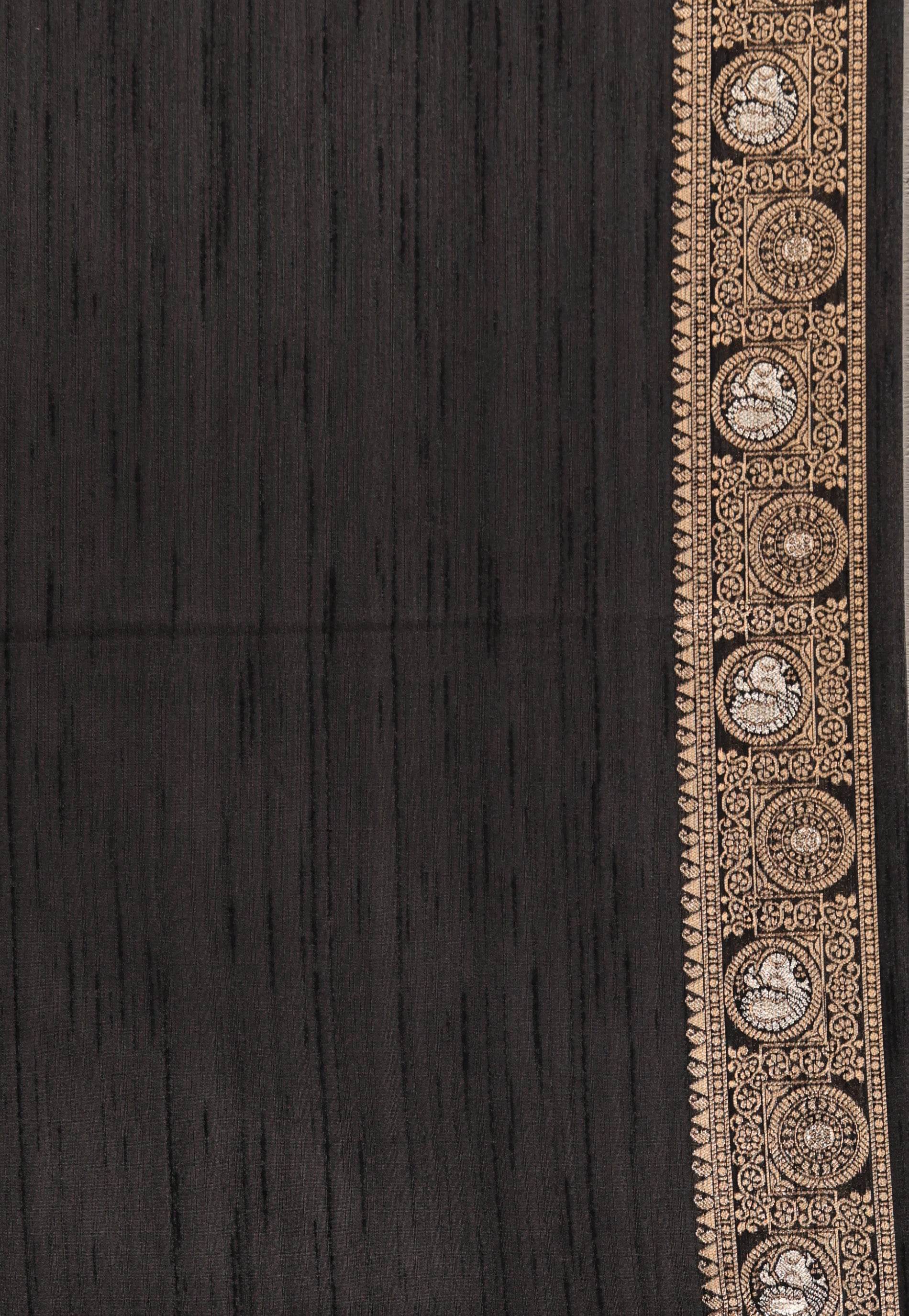 Balck Tussar Silk Saree with Blouse Piece - Adi Akshoy & Co.