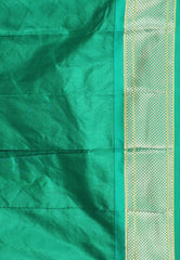 Cross Rani Pink with Bottle Green Border Paithani Silk Saree With Blouse Piece - Adi Akshoy & Co.