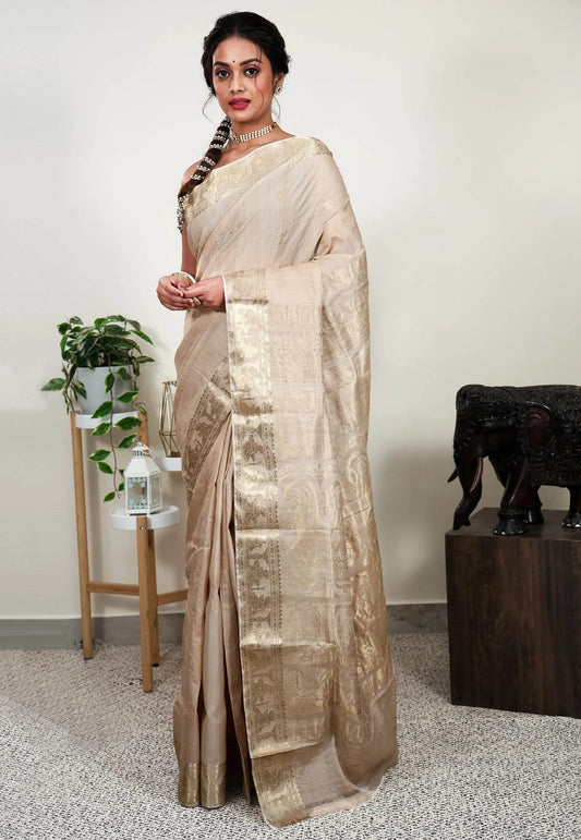Pure Tussar Baluchari Pure Silk Saree with Blouse Piece - Adi Akshoy & Co.