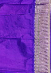 Rani Pink with Purple Border Paithani Silk Saree With Blouse Piece - Adi Akshoy & Co.