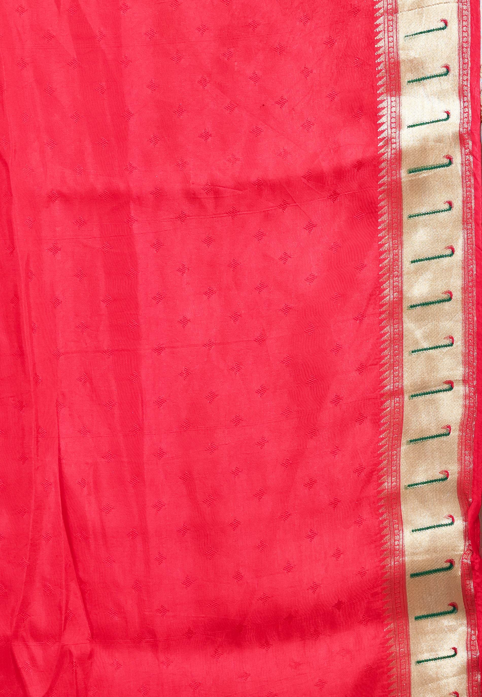 Golden Paithani Silk Saree With Blouse Piece - Adi Akshoy & Co.
