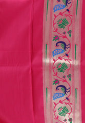 Mauve Tissue Brocade with Rani Pink Border Paithani Silk Saree With Blouse Piece - Adi Akshoy & Co.