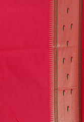 Red Tissue Brocade with Rani Pink Border Paithani Silk Saree With Blouse Piece - Adi Akshoy & Co.