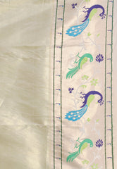 Golden Tissue Paithani Pure Silk Saree With Blouse Piece - Adi Akshoy & Co.