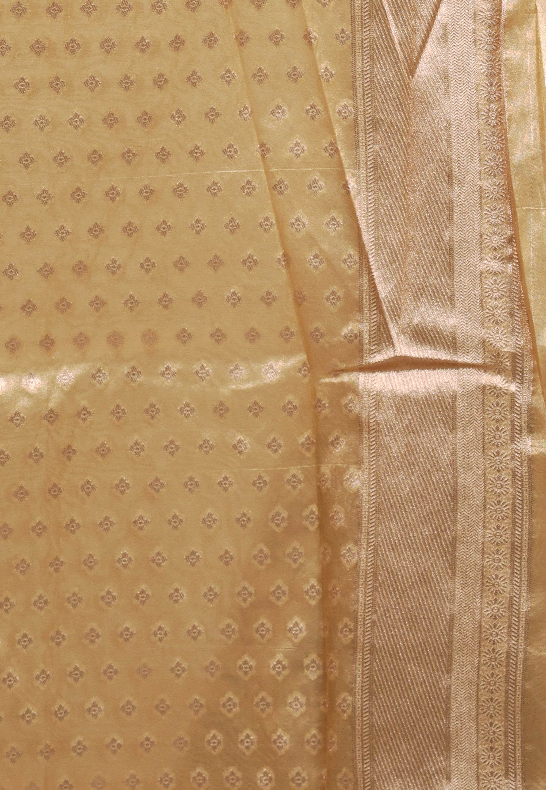 Golden Paithani Silk Saree With Blouse Piece - Adi Akshoy & Co.