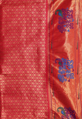Purple with Red Border Paithani Silk Saree With Blouse Piece - Adi Akshoy & Co.