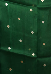 Bottle Green Kora Pure Silk Saree With Blouse Piece - Adi Akshoy & Co.