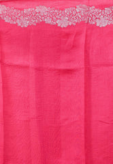 Rani Pink Kora Pure Silk Saree With Blouse Piece - Adi Akshoy & Co.