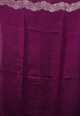 Purple Kora Pure Silk Saree With Blouse Piece - Adi Akshoy & Co.