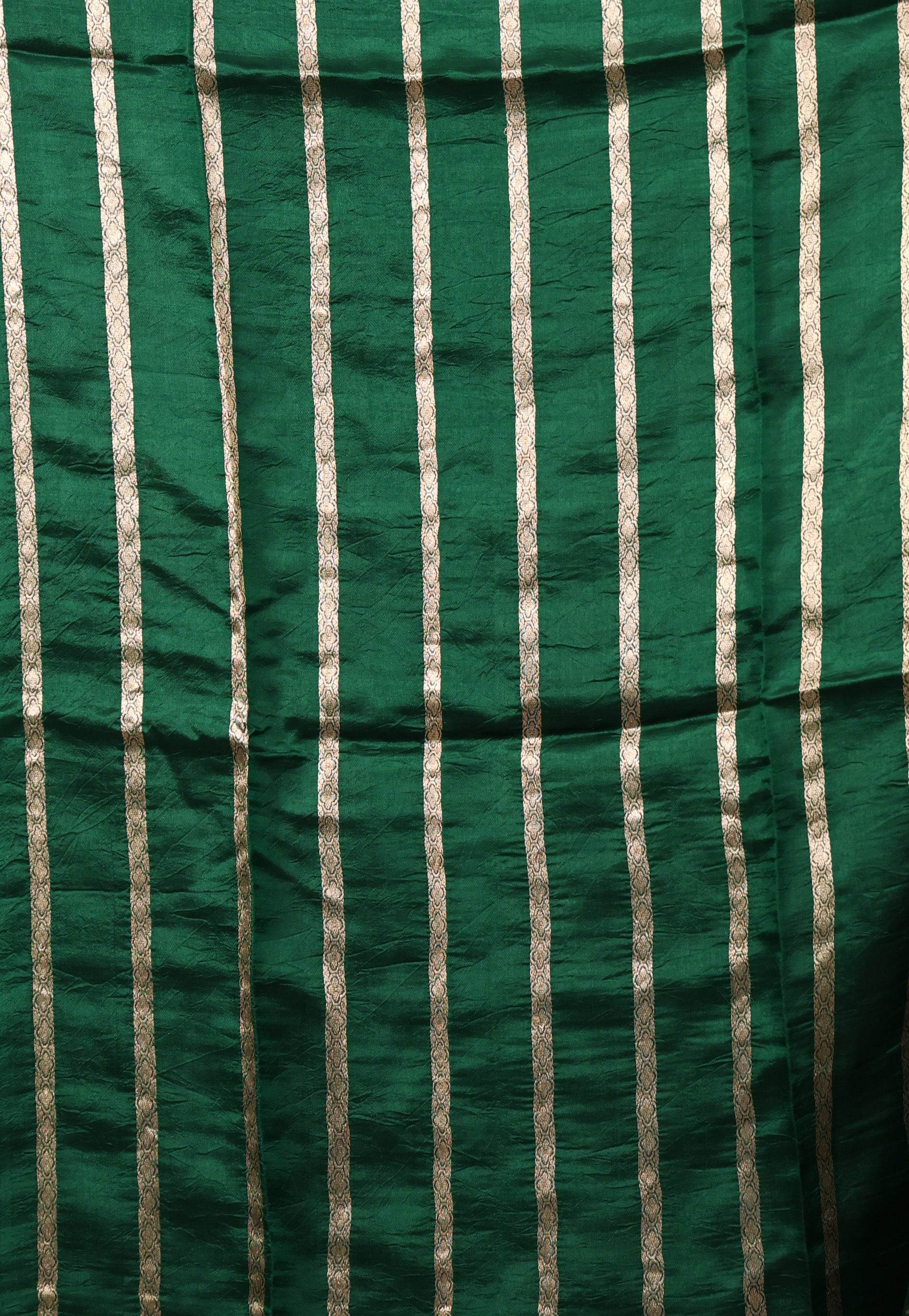 Bottle Green Katan Pure Silk Saree With Blouse Piece - Adi Akshoy & Co.