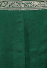 Bottle Green Kora Pure Silk Saree With Blouse Piece - Adi Akshoy & Co.