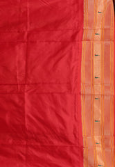 White with Red Border Paithani Pure Silk Saree With Blouse Piece - Adi Akshoy & Co.
