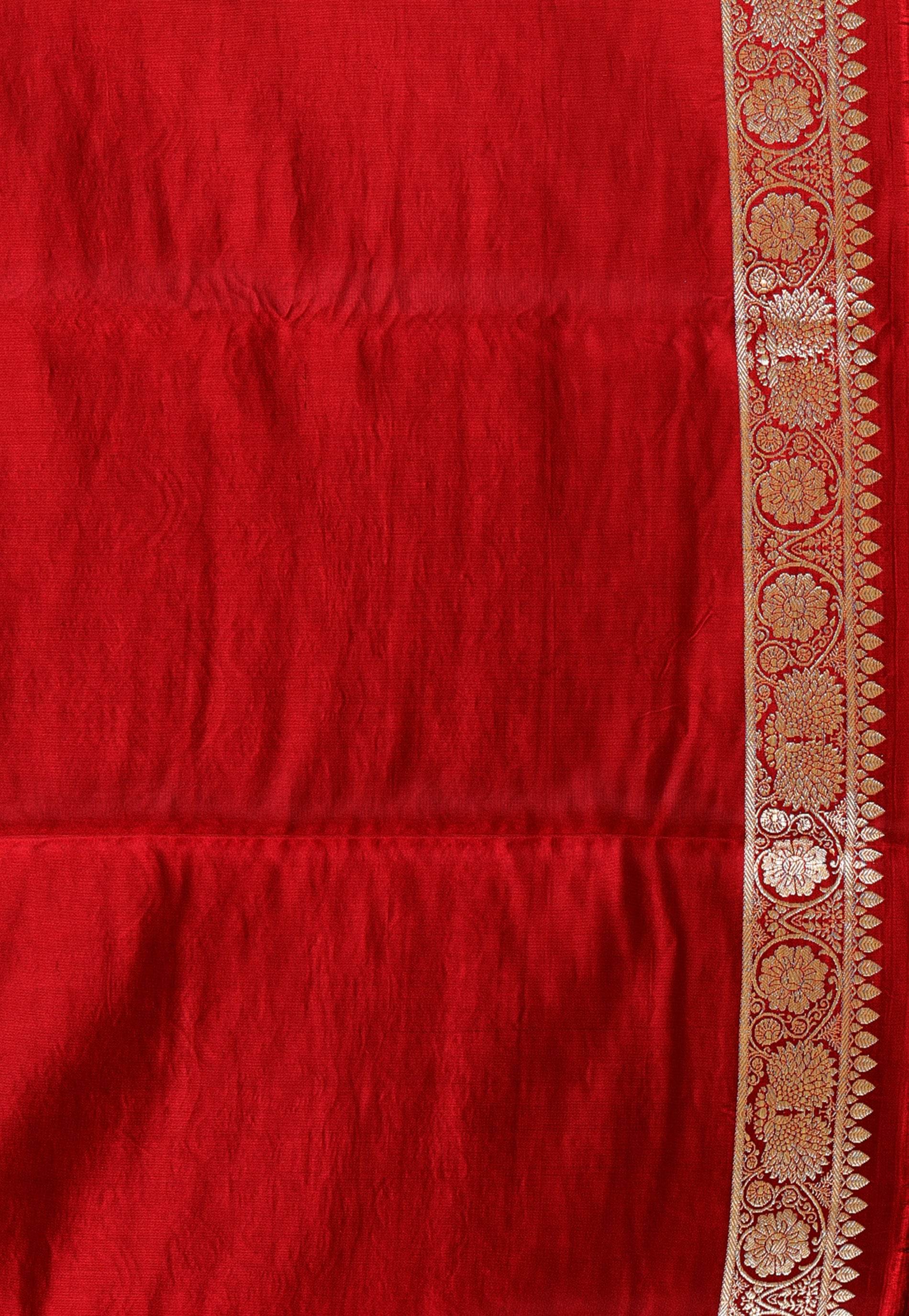 Maroon Wedding Banarasi Silk Saree with Blouse Piece - Adi Akshoy & Co.