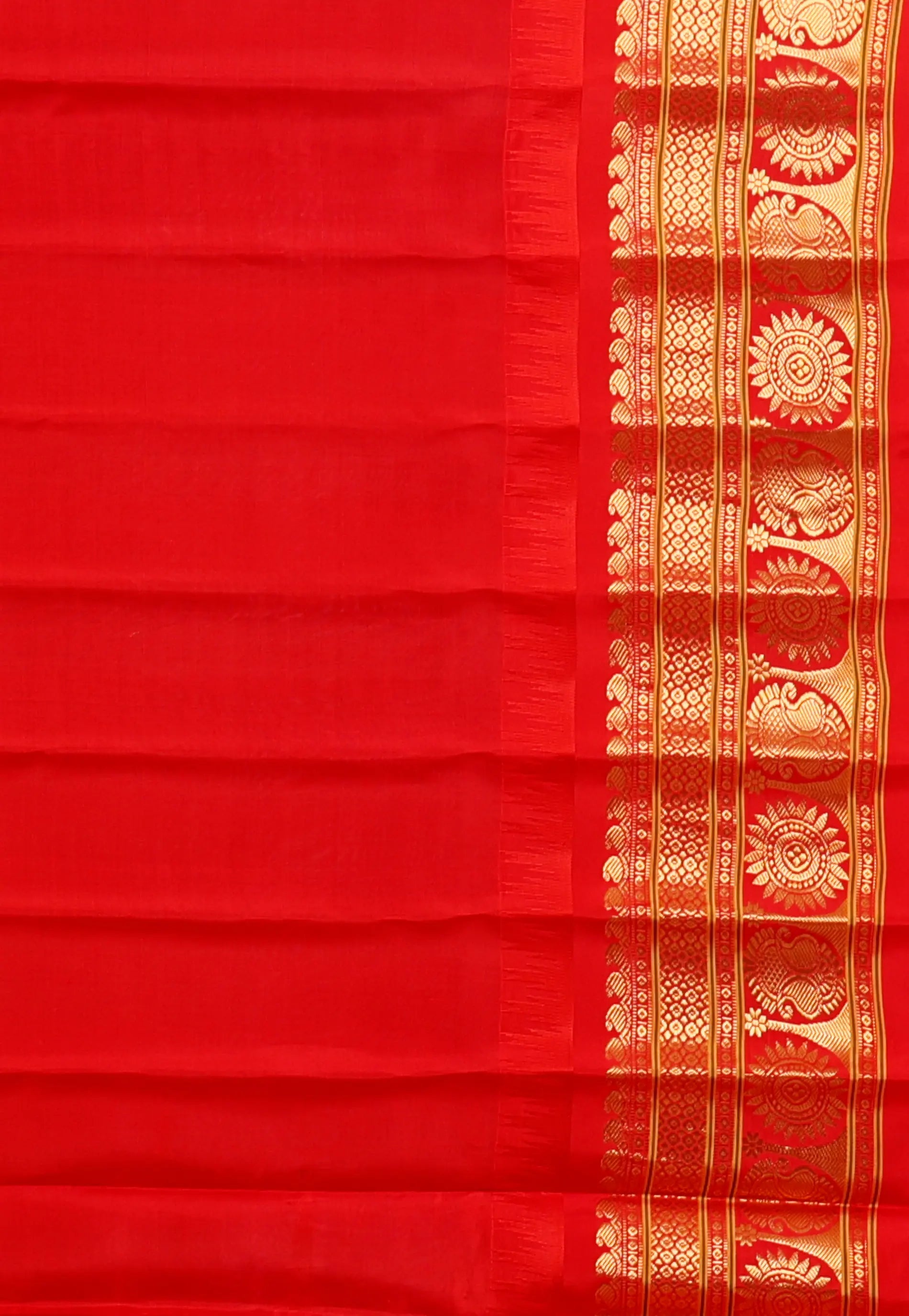 Purple with Red Border Gadwal Pure Silk Saree With Blouse Piece