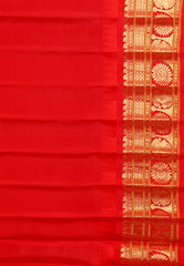 Purple with Red Border Gadwal Pure Silk Saree With Blouse Piece