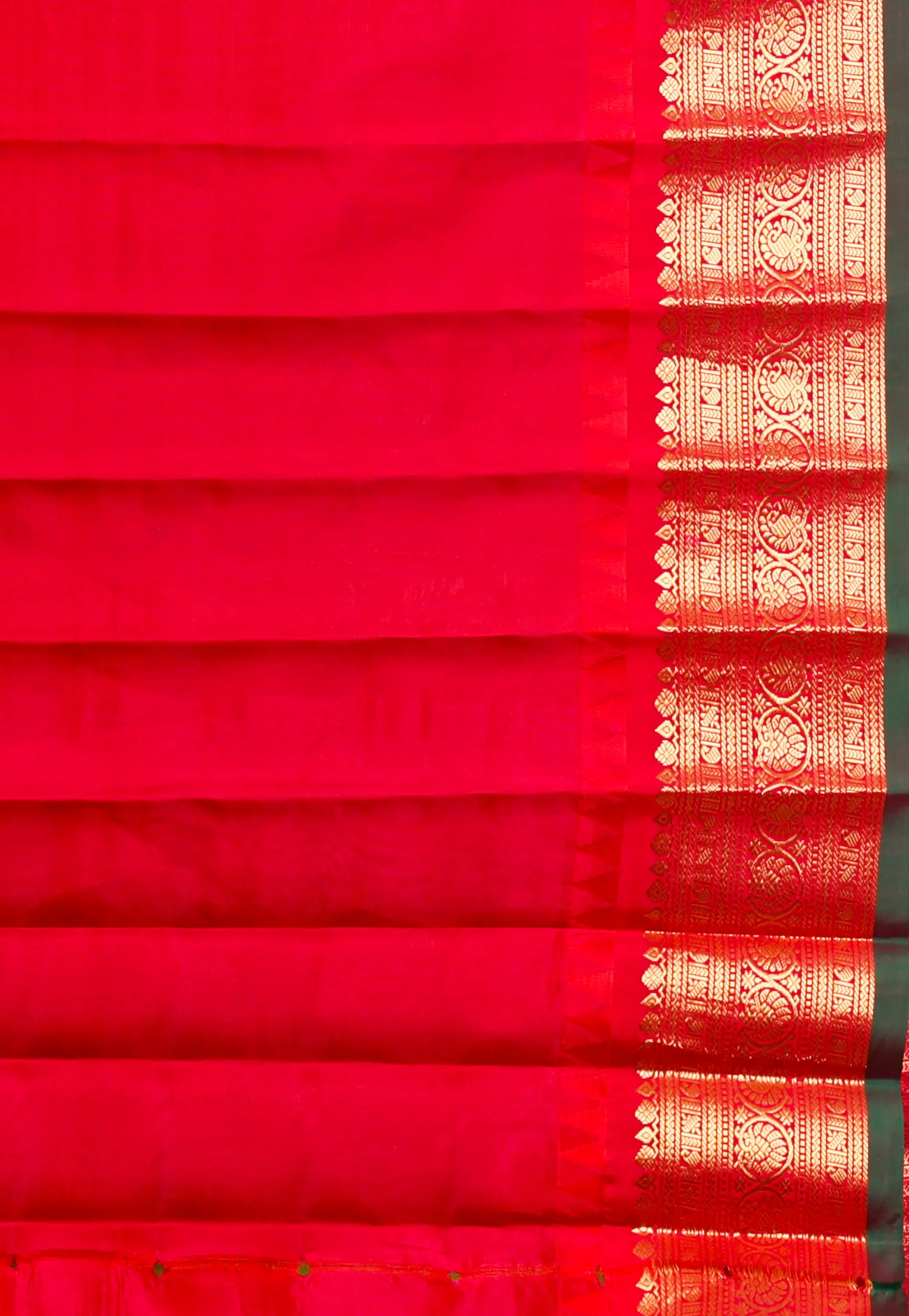 Parrot Green with Red Border Gadwal Pure Silk Saree With Blouse Piece
