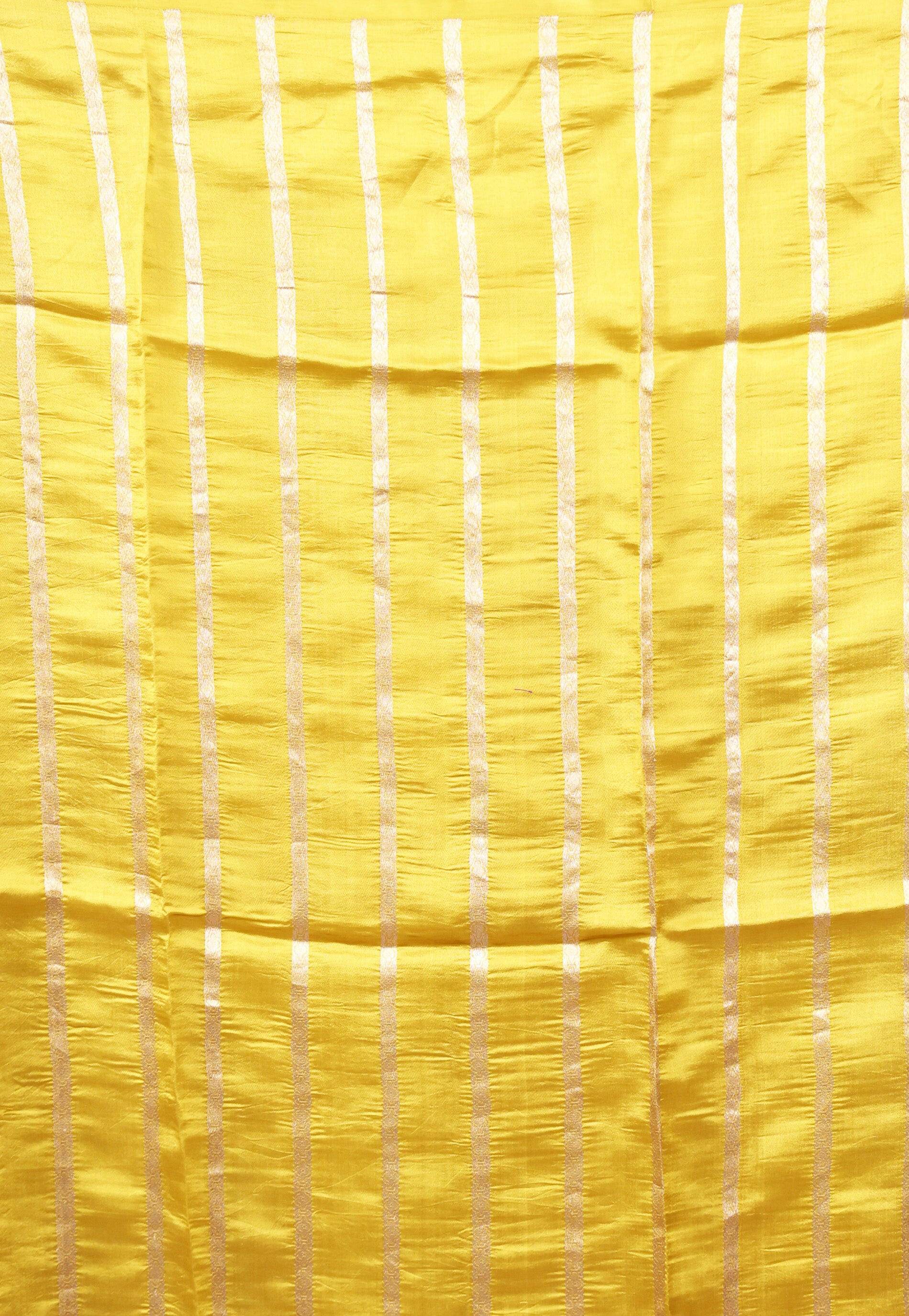 Yellow Katan Silk Saree With Blouse Piece - Adi Akshoy & Co.