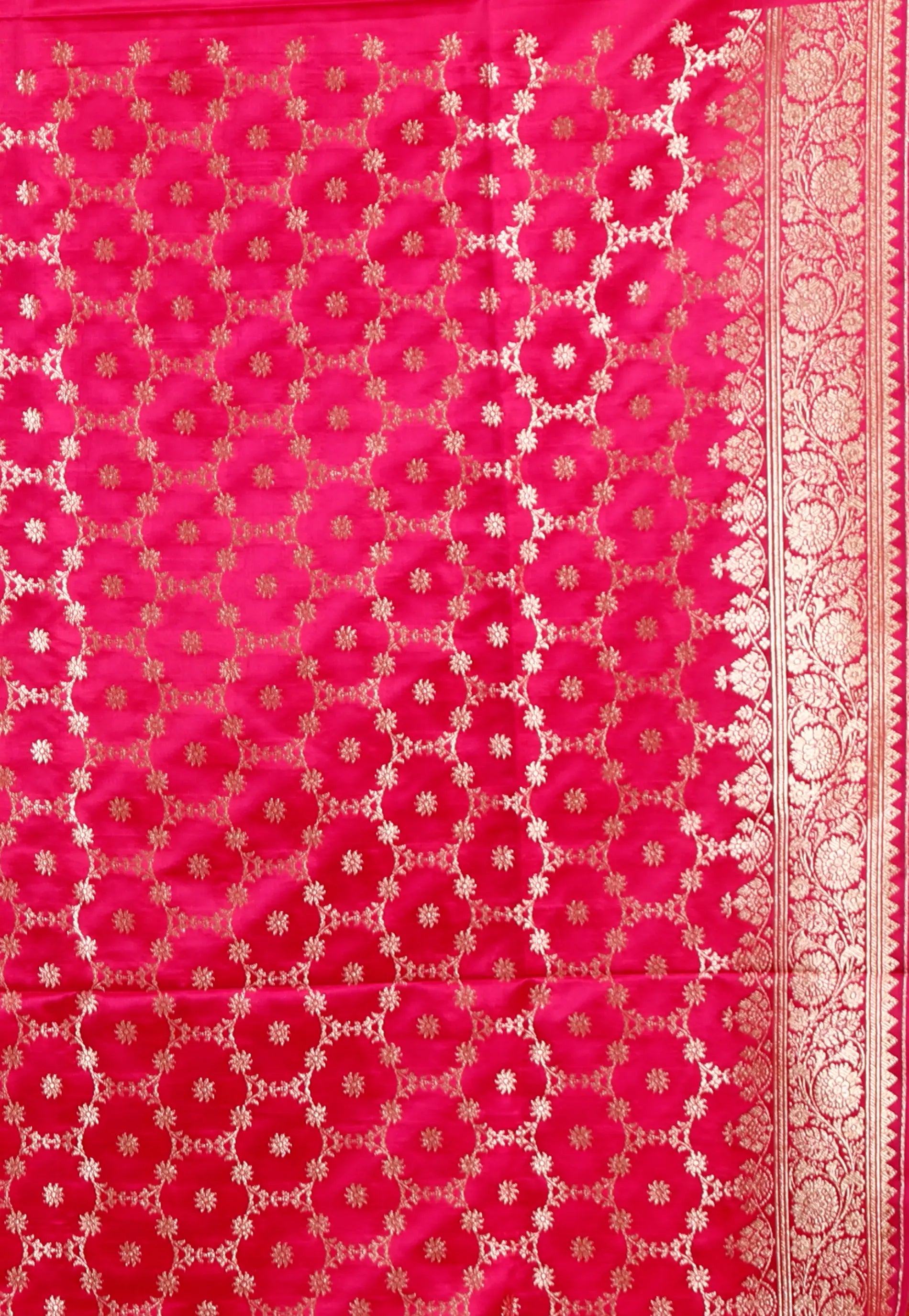 Yellow with Rani Border Wedding Banarasi Silk Saree with Blouse Piece