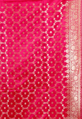 Yellow with Rani Border Wedding Banarasi Silk Saree with Blouse Piece