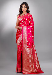 Rani Wedding Banarasi Silk Saree with Blouse Piece