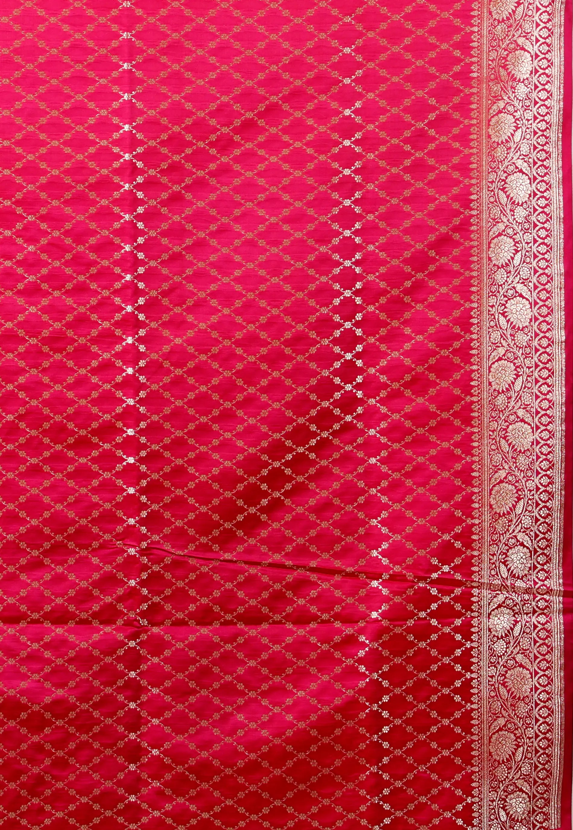 Rani Wedding Banarasi Silk Saree with Blouse Piece